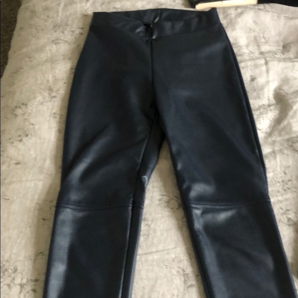 Vegan leather Wolford navy blue tight pants 👖.